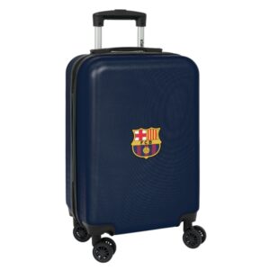 Safta F.C. Barcelona Maleta con Ruedas 20" - Asa Telescopica - 4 Ruedas Giratorias - Cierre con Candado - 34.5x55x20cm - Color Azul Marino