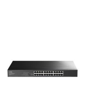 Cudy Switch Gigabit de 24 Puertos - Facil Administracion - Carcasa de Metal para Montaje en Rack - Plug and Play - Kit de Montaje en Rack Incluido - Color Negro