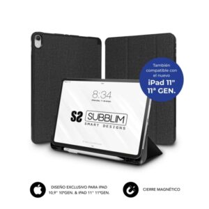 Subblim Funda Exclusiva para Ipad 10ª y 11ª Generacion de 10.9 y 11 Pulgadas - Shock Case - Bordes Reforzados - Carcasa Trasera Rigida - Diseño Ultraligero - Funcion Atril - Espacio para Apple Pencil - Cierre Magnetico - Color Negro