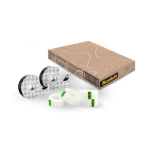Scotch Dispensador de Pack de 2 Cintas Adhesivas - para Rollos de hasta 19mm x 13.9m - Incluye 4 Cintas Adhesivas - 66% Adhesivo Vegetal - Color Transparente