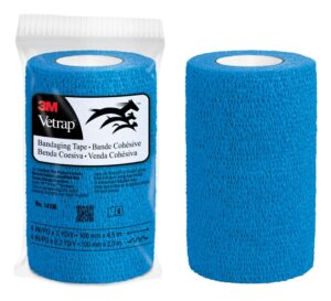 3M Vetrap Venda Cohesiva - 10cm x 4.5m - Flexible - Transpirable - Autoadhesiva - Color Azul