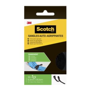 Scotch Pack de 30 Tiras Organizadoras de Cable - 6.3mm x 20.3cm - Color Negro