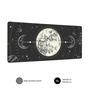 Subblim Alfombrilla de Escritorio Lunar - Tamaño 900x400x3mm - Espacio para Raton y Teclado - Resistente al Agua - Base Antideslizante - Diseño Elegante