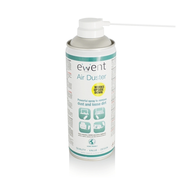 Ewent Spray de Aire Comprimido - Invertible - 220ml - Aplicador para Zonas Dificiles - Color Transparente