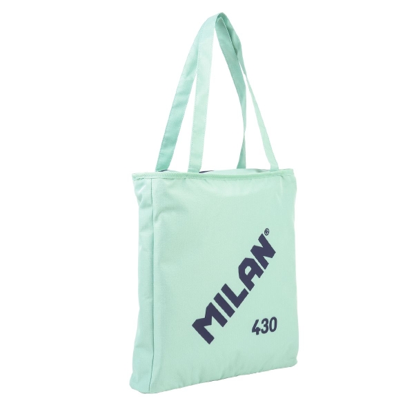 Milan Coleccion 430 Bolso Shopper 7.5L - Tamaño 38x36x6,5cm - Asa Larga 27cm - Tejido 'ripstop' - Color Verde
