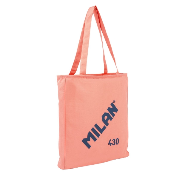 Milan Coleccion 430 Bolso Shopper 7.5L - Tamaño 38x36x6,5cm - Asa Larga 27cm - Tejido 'ripstop' - Color Rosa