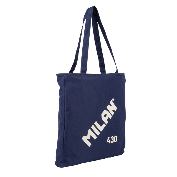 Milan Coleccion 430 Bolso Shopper 7.5L - Tamaño 38x36x6,5cm - Asa Larga 27cm - Tejido 'ripstop' - Color Azul Marino