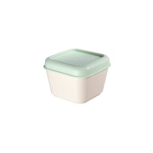 Milan Coleccion 430 Fiambrera Cuadrada 0.33L - Apta para Microondas, Lavavajillas y Congelador - Libre de BPA - Medidas 10x10x7,5cm - Color Beige/Verde