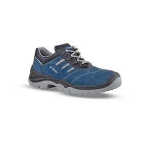 Upower Better S Calzado de Seguridad Bajos - Talla 38 - Empeine Gamuza Transpirable, Puntal Acero, Antiperforacion, Suela Antideslizante PU/PU, Proteccion S1PS FO SR - Color Azul