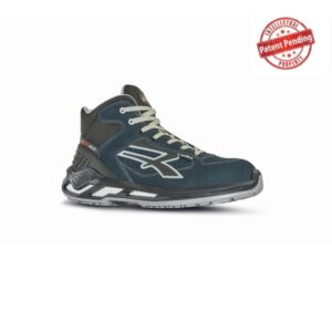 Upower Blaster S ESD Calzado de Seguridad Altos - Talla 35 - Piel Afelpada Perforada, Puntera de Aluminio, Suela Antideslizante, Proteccion S1PS FO SR - Color Azul Marino