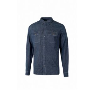 Upower Maple Camisa de Trabajo de Alta Calidad - Talla 2XL - Tela Reciclada, Bolsillos con Solapas, Cierre a Presion, Cuello Bordado, Puños Ajustables, Proteccion DPI1 - Color Azul Marino