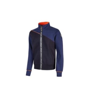 Upower Uranus Sudadera sin Capucha con Cremallera Central - Talla 2XL - a Prueba de Agua, Puños y Fondo Acanalado Elastico, Insertos en Piping Fluo, Proteccion DPI1 - Color Azul Marino