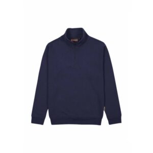 Upower Tautra Sudadera de Trabajo Confortable y Duradera - Talla 2XL - Polialgodon Perchado, Media Cremallera, Cuello Ajustable, Detalles en Canale Elastico, Proteccion DPI1 - Color Azul Marino