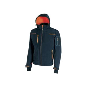 Upower Space Chaqueta Softshell - Talla 2XL - Membrana U-Tex, Repelente al Agua, a Prueba de Viento, Transpirable, Forro Micropolar, Capucha Desmontable, Proteccion DPI1 - Color Azul Marino