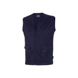 Upower Chica Chaleco Multibolsillos de Algodon Elastico - Talla 2XL - Cierre Cremallera Frontal, Bolsillos Amplios con Solapa y Velcro, Espacio para Personalizacion, Gancho Porta Credenciales - Color Azul Oscuro Westlake