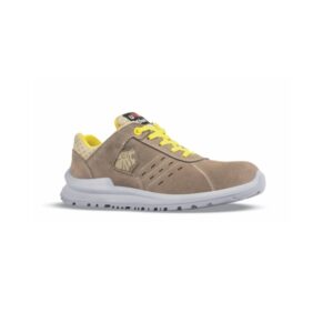Upower Tommy S Calzado de Seguridad Bajos - Talla 38 - Empeine de Gamuza Ventilada, Puntal de Aluminio, Anti-Pinchazos, Antideslizante, Suela PU/PUTR, Proteccion S1PS FO SR - Color Beige/Amarillo