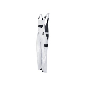Upower Kalamata Peto de Trabajo Resistente - Talla 2XL - Algodon Stretch, Multiples Bolsillos, Tirantes Ajustables, Rodillas Preformadas, Refuerzos Antidesgaste, Facil de Lavar - Color Blanco