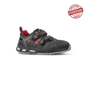 Upower Cody S ESD Calzado de Seguridad Bajos - Talla 35 - Cuero Nubuck, Hidrofugos, Antiarrugas, Antideslizantes, Suela PU/PU, Proteccion S1PS FO SR - Color Negro y Rojo