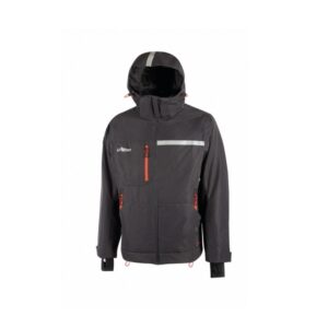 Upower Wink Chaqueta de Trabajo de Invierno - Talla 2XL - Acolchado de Grafeno, Impermeable, Capucha Fija Regulable, Multibolsillos, Detalles Reflectantes, Proteccion DPI1 - Color Gris Asfalto