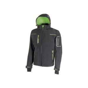 Upower Space Chaqueta Softshell Impermeable - Talla 2XL - Transpirable, a Prueba de Viento, Forro Micropolar, Capucha Desmontable, Bolsillos Avanzados, Proteccion DPI1 - Color Gris Asfalto Verdoso