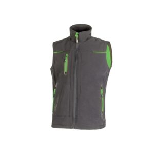 Upower Universe Chaleco Softshell Impermeable - Talla 2XL - Transpirable y Resistente al Viento, Forro Micropolar, Cremallera Impermeable, Bolsillo Free Sound, Proteccion DPI1 - Color Gris Asfalto Verdoso