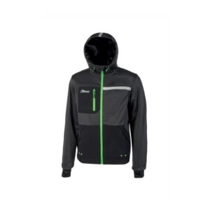 Upower Galaxy Sudadera de Trabajo con Cremallera - Talla 2XL - Material Suave y Transpirable, Secado Rapido, Multiples Bolsillos, Capucha Ajustable, Detalles Reflectantes, Proteccion DPI1 - Color Gris Asfalto Verdoso