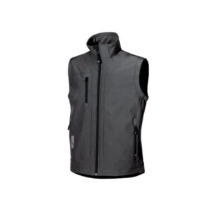 Upower Climb Chaleco de Trabajo Soft Shell - Talla 2XL - Tejido Elastico Transpirable, Resistente al Viento y Agua, Bolsillo para Movil con Cremallera, Proteccion DPI1 - Color Gris Meteorito