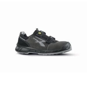 Upower Prince S ESD Calzado de Seguridad con Proteccion S1PS FO SR - Talla 35 - Gamuza Perforada, Cierre de Velcro, Suela Antiabrasion, Antiestatica, Plantilla Antibacteriana - Color Gris Oscuro