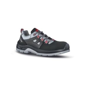 Upower Corner S Calzado de Seguridad - Talla 38 - Empeine Piel con Inserciones Matrix, Hidrofugos, Puntal Composite, Antiperforacion, Antideslizantes, Suela Doble Densidad PU/PU, Proteccion S3S FO SR - Color Gris Oscuro
