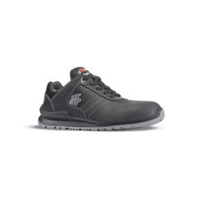 Upower Stig S Calzado de Seguridad Bajos - Talla 35 - Cuero Pull-Up Hidrofugo, Puntal de Aluminio, Anti-Pinchazos, Antideslizante, Suela PU / PUTR GRIP, Proteccion S3S FO SR - Color Gris Oscuro