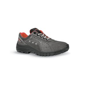 Upower Comfort Grip O Calzado de Seguridad Bajos - Talla 38 - Proteccion 02 FO SR, Piel Afelpada Perforada, Puntera Golia, Antiestaticos, Resistentes a Hidrocarburos, Suela Antideslizante U-GRIP - Color Gris Oscuro