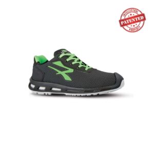 Upower Strong S ESD Calzado de Seguridad - Talla 38 - Puntera AirToe Aluminium, Sistema Antipinchazos, Alta Resistencia a la Abrasion, Suela Infinergy, Proteccion S3S CI FO SR - Color Gris Oscuro/Verde