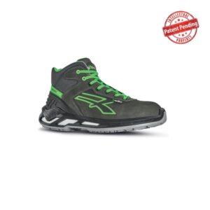 Upower Daryl S ESD Calzado de Seguridad Altos - Talla 35 - Piel Nobuck Hidrorepelente, Puntera de Aluminio, Antideslizantes, Antiarrugas, Suela de Poliuretano, Proteccion S3S CI FO SR - Color Gris Oscuro/Verde