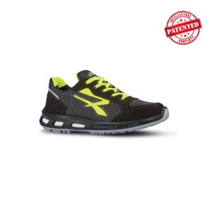 Upower Asher O ESD Calzado de Seguridad Bajos - Talla 35 - Parte Superior de Nailon Ultraflexible y Gamuza Suave, Antiarrugas, Antideslizante, Suela de Poliuretano, Proteccion 01 FO SR - Color Gris/Amarillo