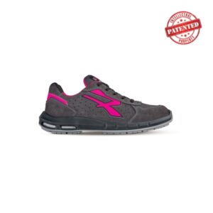 Upower Electra Plus S ESD Calzado de Seguridad Bajos - Talla 35 - Gamuza Perforada, Puntera de Aluminio, Antideslizantes, Antiarrugas, Suela PU/PU High Rebound, Proteccion S1PS FO SR - Color Gris/Fucsia