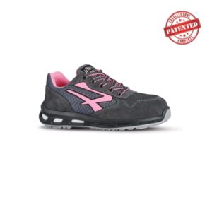 Upower Cherry S ESD Calzado de Seguridad Bajos - Talla 35 - Parte Superior de Nailon Ultraflexible y Gamuza Suave, Puntera de Aluminio, Suela Antideslizante, Proteccion S1PS FO SR - Color Gris/Rosa