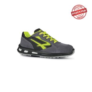 Upower Yellow S ESD Calzado de Seguridad Bajos - Talla 35 - Parte Superior de Nailon Ultraflexible y Gamuza Suave, Puntera de Aluminio, Suela Antideslizante, Proteccion S1PS FO SR - Color Gris/Verde