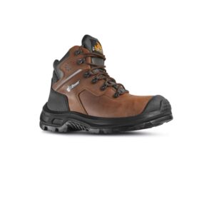Upower Helsinki UK S ESD Calzado de Seguridad Altos y Robustos - Talla 35 - Piel Pull-Up Hidrofuga, Puntera Composite Airtoe, Sistema Antiperforacion Textil, Suela Resistente al Aceite y Antiestatica - Color Marron