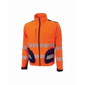Upower Bea Cazadora de Trabajo Alta Visibilidad - Talla 2XL - Mangas Separables, Bolsillos Funcionales, Bandas Reflectantes Termoselladas, Ajuste Regulable, Proteccion DPI2 - Color Naranja Fluorescente