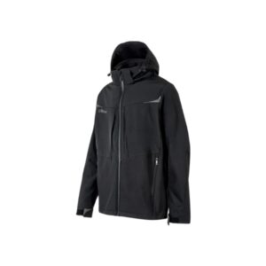 Upower Verve Chaqueta Tecnica Softshell - Talla 2XL - Interior Micro-Fleece con Grafeno, Capucha Desmontable, Repelente al Agua, Detalles Reflectantes, Multiples Bolsillos con Cremallera - Color Negro