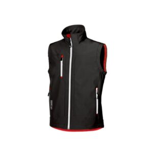 Upower Climb Chaleco de Trabajo Soft Shell - Talla 2XL - Tejido Elastico Transpirable, Resistente al Viento y Agua, Bolsillo para Movil con Cremallera, Proteccion DPI1 - Color Negro Carbon