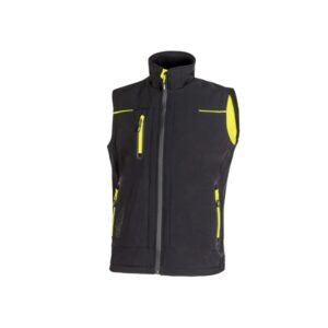 Upower Universe Chaleco Softshell Impermeable - Talla 2XL - Transpirable y Resistente al Viento, Forro Micropolar, Cremallera Impermeable, Bolsillo Free Sound, Detalles Reflectantes, Proteccion DPI1 - Color Negro Carbon