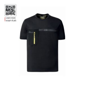 Upower Christal Camiseta Hombre con Termorregulacion Inteligente - Talla 2XL - Efecto Antimicrobiano, Detalles Reflectantes, Bolsillo con Cremallera, Proteccion DPI1 - Color Negro Carbon