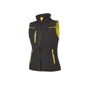 Upower Universe Lady Chaleco Softshell Impermeable - Talla 2XL - Transpirable y Resistente al Viento, Forro Micropolar, Cremallera Impermeable, Bolsillo Free Sound, Detalles Reflectantes, Proteccion DPI1 - Color Negro Carbon