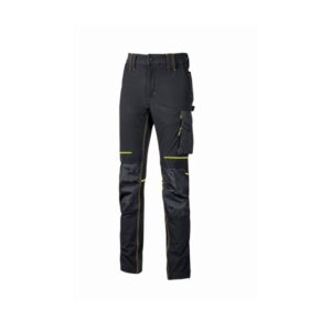 Upower Atom Lady Pantalon de Tejido Elastico - Talla 2XL - Repelente al Agua, Transpirable, Secado Rapido, Bolsillos Multifuncionales, Cintura Elastica, Detalles Reflectantes, Proteccion DPI1 - Color Negro Carbon