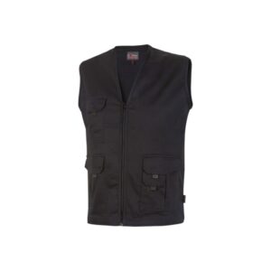 Upower Chica Chaleco Multibolsillos de Algodon Elastico - Talla 2XL - Ligero, Cierre Cremallera Frontal, Espacio para Personalizacion, Bolsillos con Solapa y Velcro - Color Negro Carbon