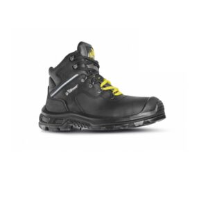 Upower Quill L ESD Calzado de Seguridad Antiestaticos - Talla 38 - Piel Pull-Up Hidrofuga, Resistencia a Abrasion y Traccion, Punta AirToe Composite, Sistema Anti-Perforacion, Forro Transpirable, Proteccion S3S CI FO SR - Color Negro/Amarillo
