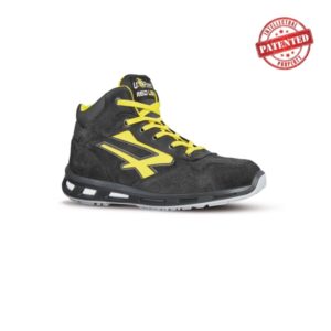 Upower Shot S ESD Calzado de Seguridad Altos - Talla 35 - Cuero Nubuck Resistente, Puntera de Aluminio, Hidrofugos, Antiarrugas, Antideslizantes, Suela PU/PU, Proteccion S3S CI FO SR - Color Negro/Amarillo