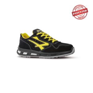 Upower Axel S ESD Calzado de Seguridad Bajos - Talla 36 - Gamuza Perforada, Puntera de Aluminio, Antideslizante, Proteccion S1PS FO SR, Suela de Poliuretano - Color Negro/Amarillo