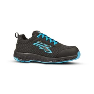 Upower Stinger ESD Calzado de Seguridad - Talla 35 - Durabilidad y Comodidad, Suela EVA con Agarre, Hidrofugo, Resistente a la Abrasion, Puntera Fibertoe, Plantilla Antiperforacion, Proteccion S3S CI HI HRO FO SR - Color Negro/Azul